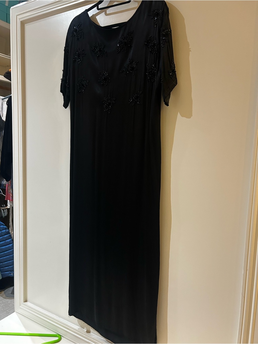 Black Silk Beaded Maxi Dress - Women